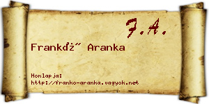 Frankó Aranka névjegykártya